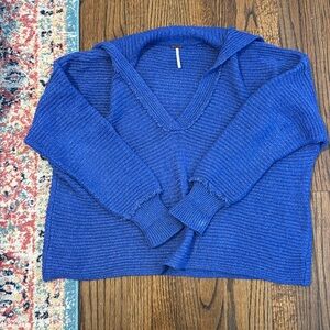 Blue Free People Marlie Pullover